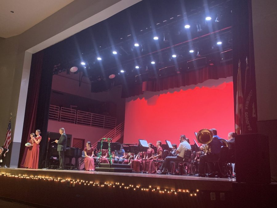 The auditorium was decorated for the holidays with lights and garlands. Photo by Delaney Walker