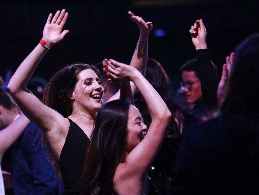 Kat Dodd dances with her friends on New Years Eve at the Statler in Dallas, Friday, Dec. 31, 2021. The Statler held a Black and White party for people to ring in the New Year at. 