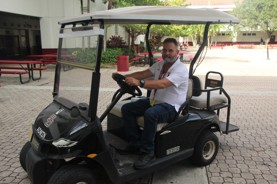 Eduardo Suarez, head custodian and winner of Non-Instructional Staff Member of the Year, begins his day keeping the school clean. Suarez has been working as a custodian for over 20 years.