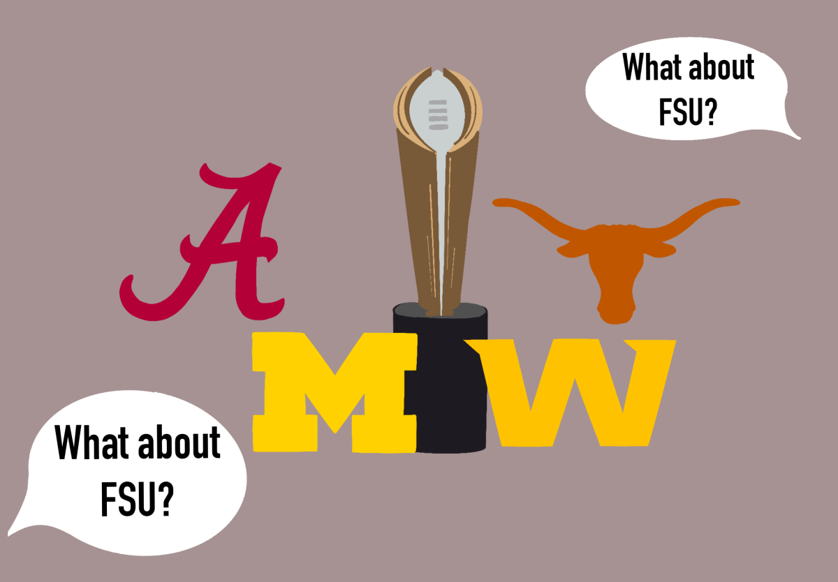Alabama Crimson Tide, Texas Longhorns and Michigan Wolverines advance to the college football playoffs; yet, the Florida State Seminoles, who are undefeated, were excluded. This choice of exclusion emphasizes corruption within the ranking system.