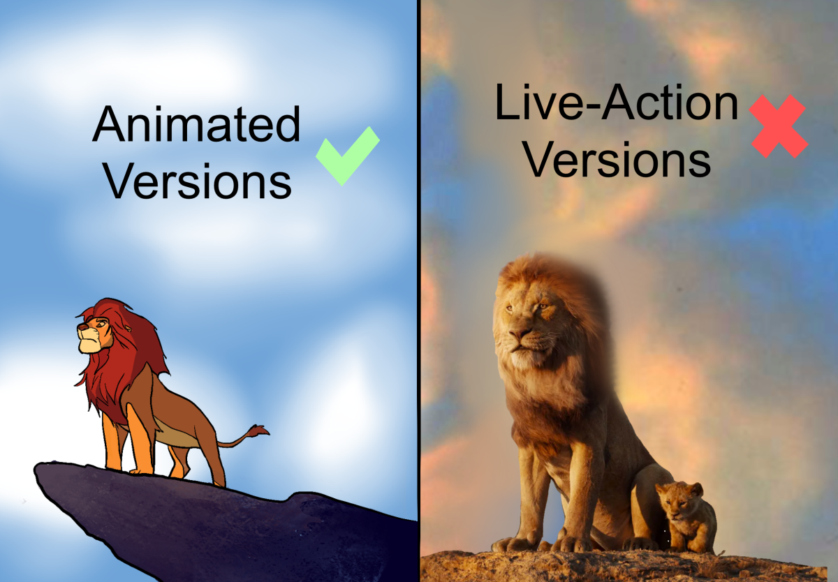 Animated movies are continuously adapted into live-action versions. These live-action adaptations take away from the creativity of the original piece and the realistic elements, such as realistic animals, can be uncomfortable for viewers to watch as the characters' personalities are lost.
